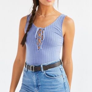 🍒 Urban Outfitters Lace-Up Ribbed Tank Top s…